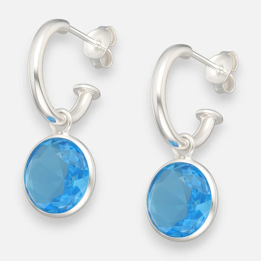 Semi Argolla Cristal Celeste 14 mm