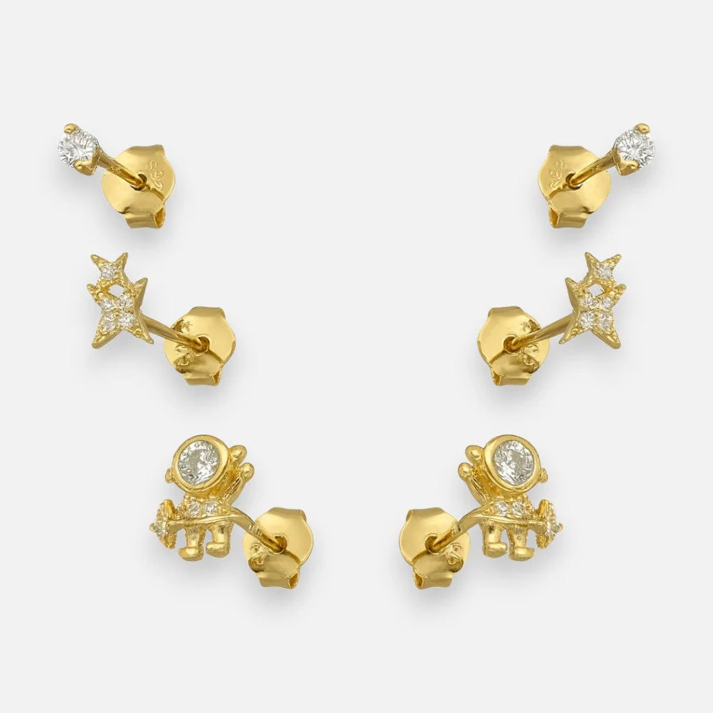 Set Aros Minimalista Estrellas Astronauta Circones