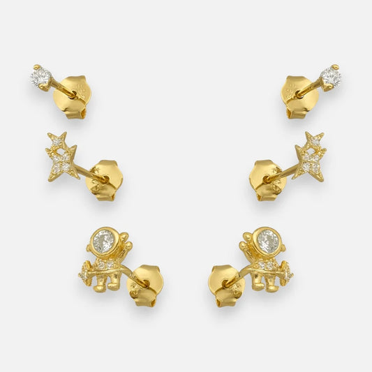 Set Aros Minimalista Estrellas Astronauta Circones