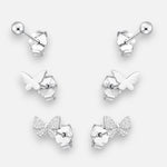 Set Aros Minimalista Lazo Mariposa Esfera Circones