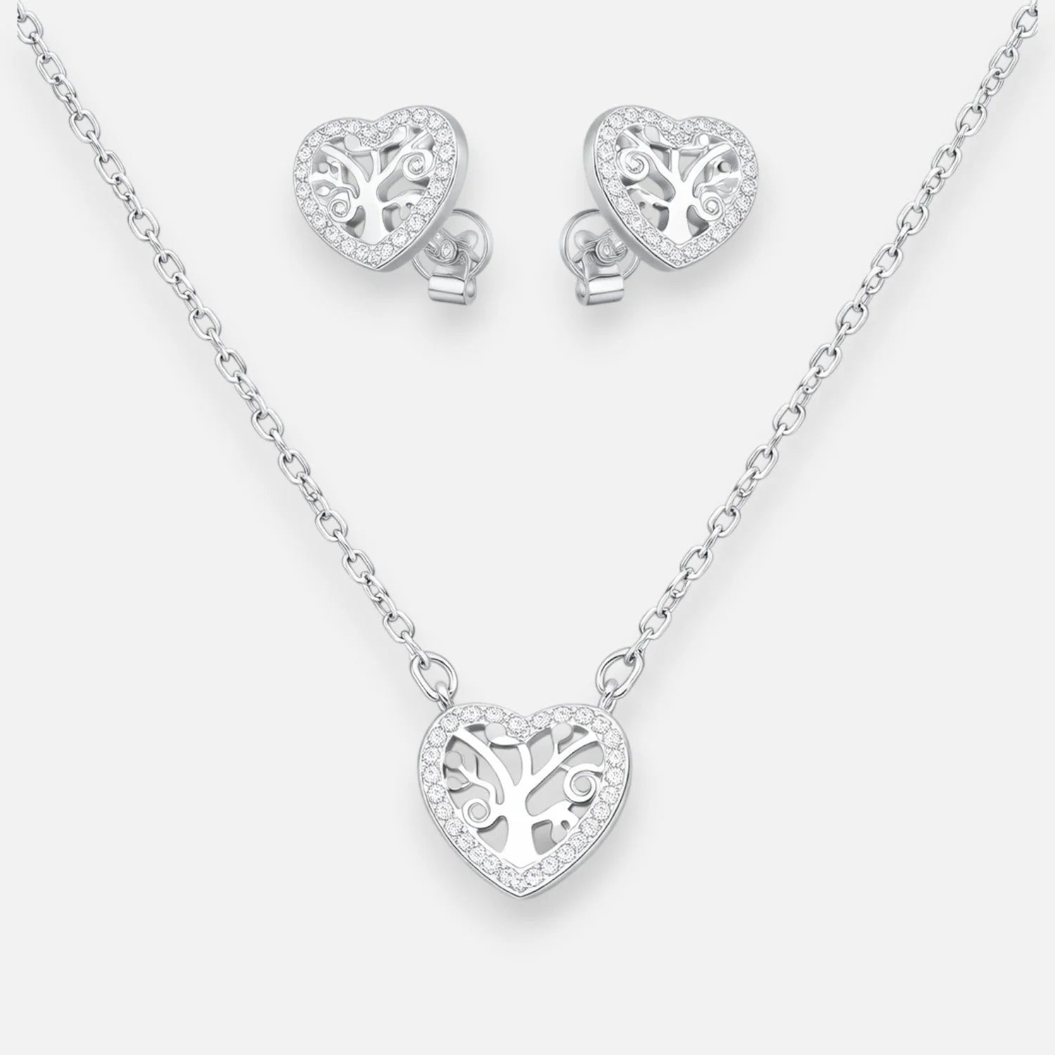 Set Collar y Aros Corazón Árbol de la Vida Circones
