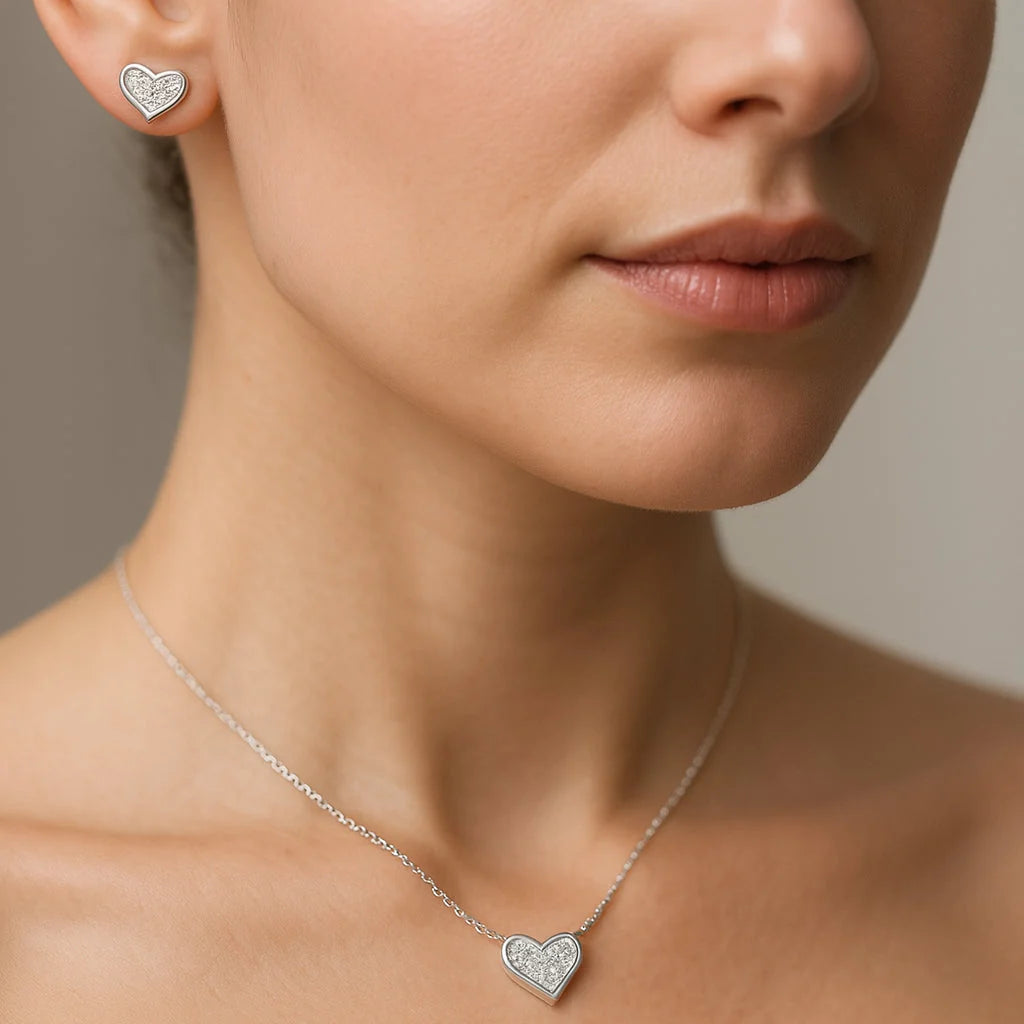 Set Collar y Aros Corazón Circones