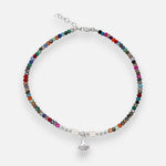 Tobillera Concha Perlas Cristales Multicolor