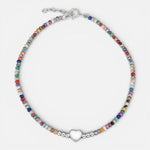 Tobillera Cristales Multicolor Esferas Corazón