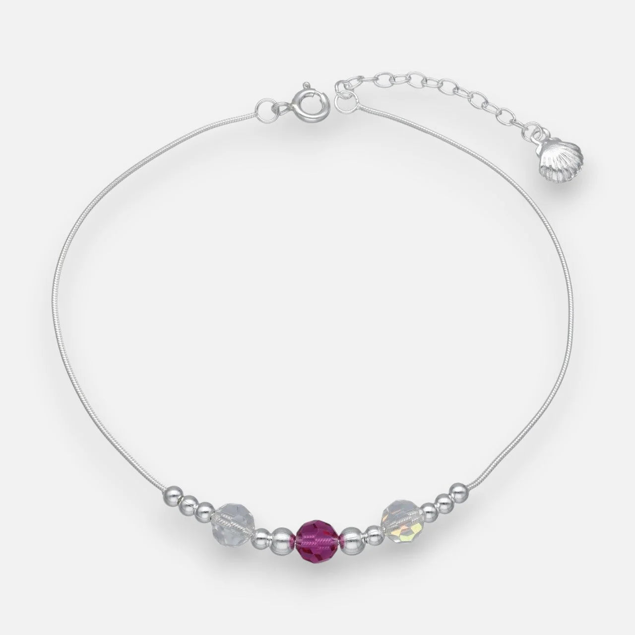 Tobillera Esferas Cristales Hecho con Swarovski Morado