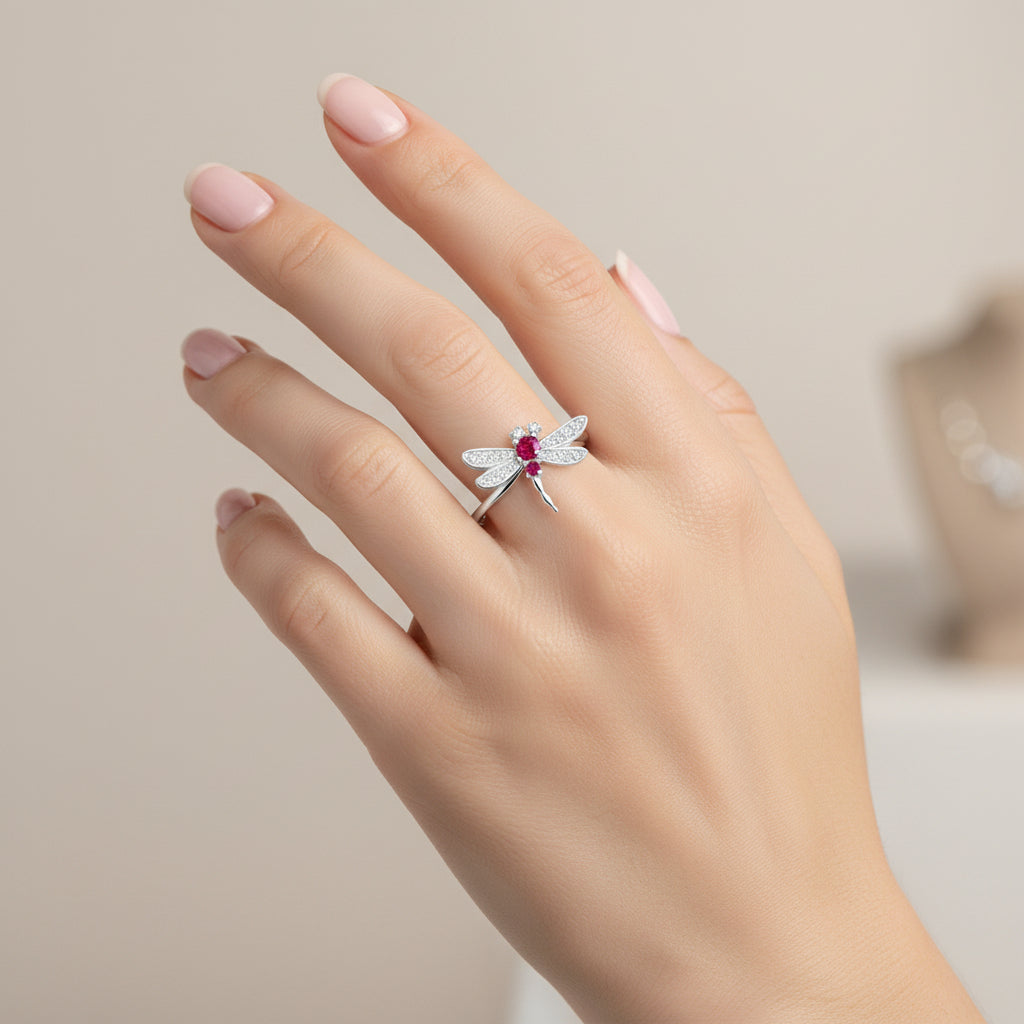 Anillo Libélula Circones Rubí