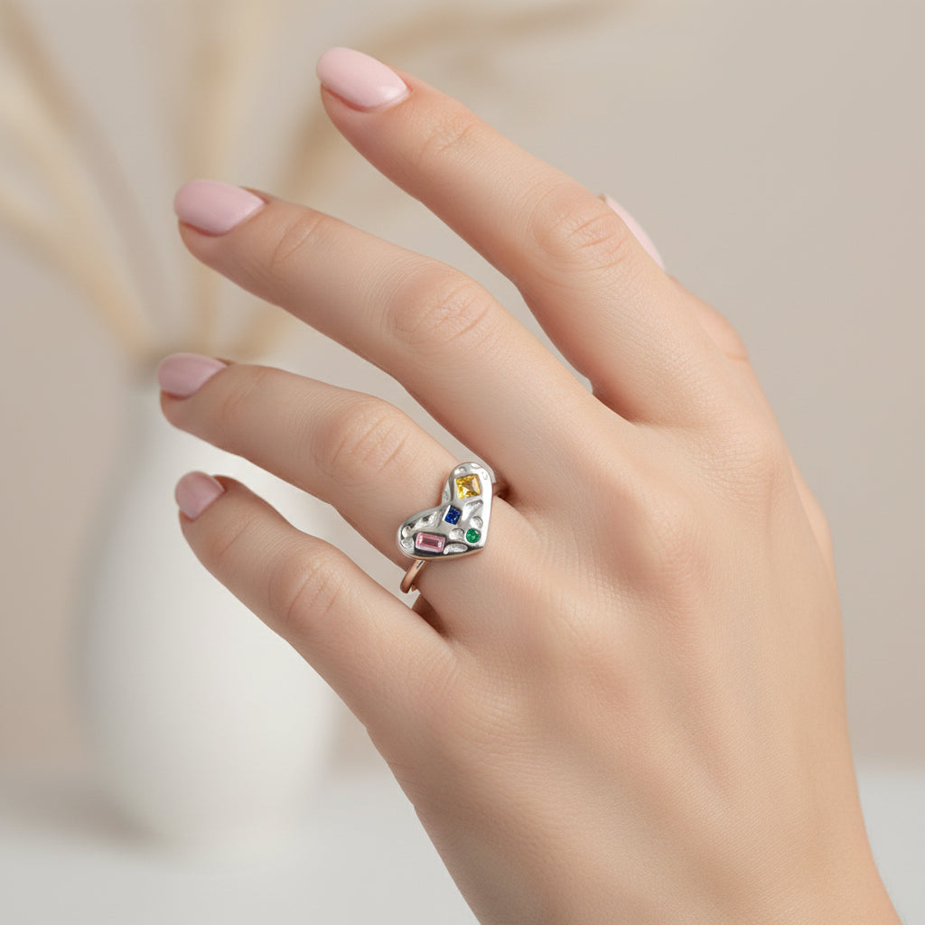 Anillo Corazón Chunky Circones Multicolor