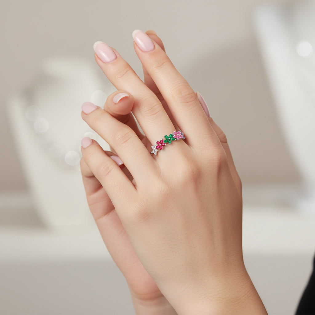 Anillo Flores Circones Multicolor