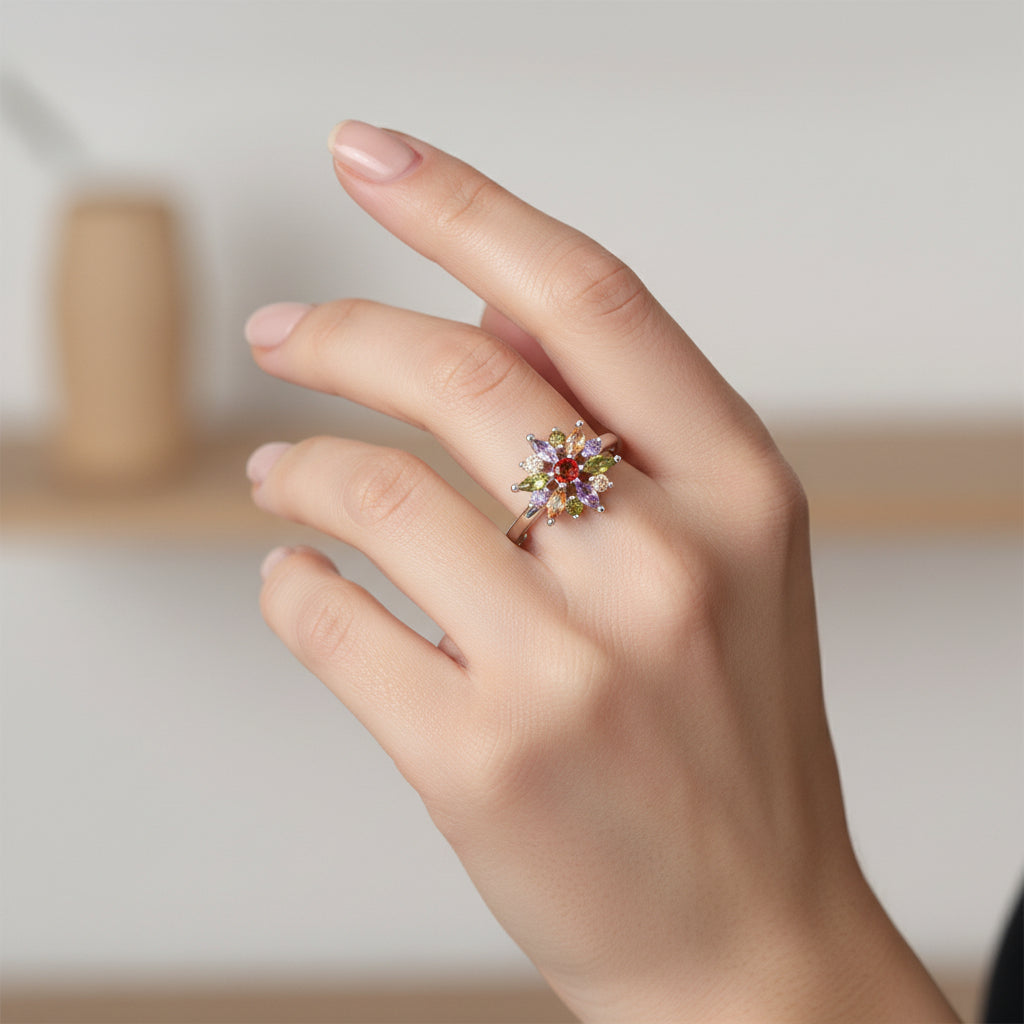 Anillo Flor Circones Multicolor