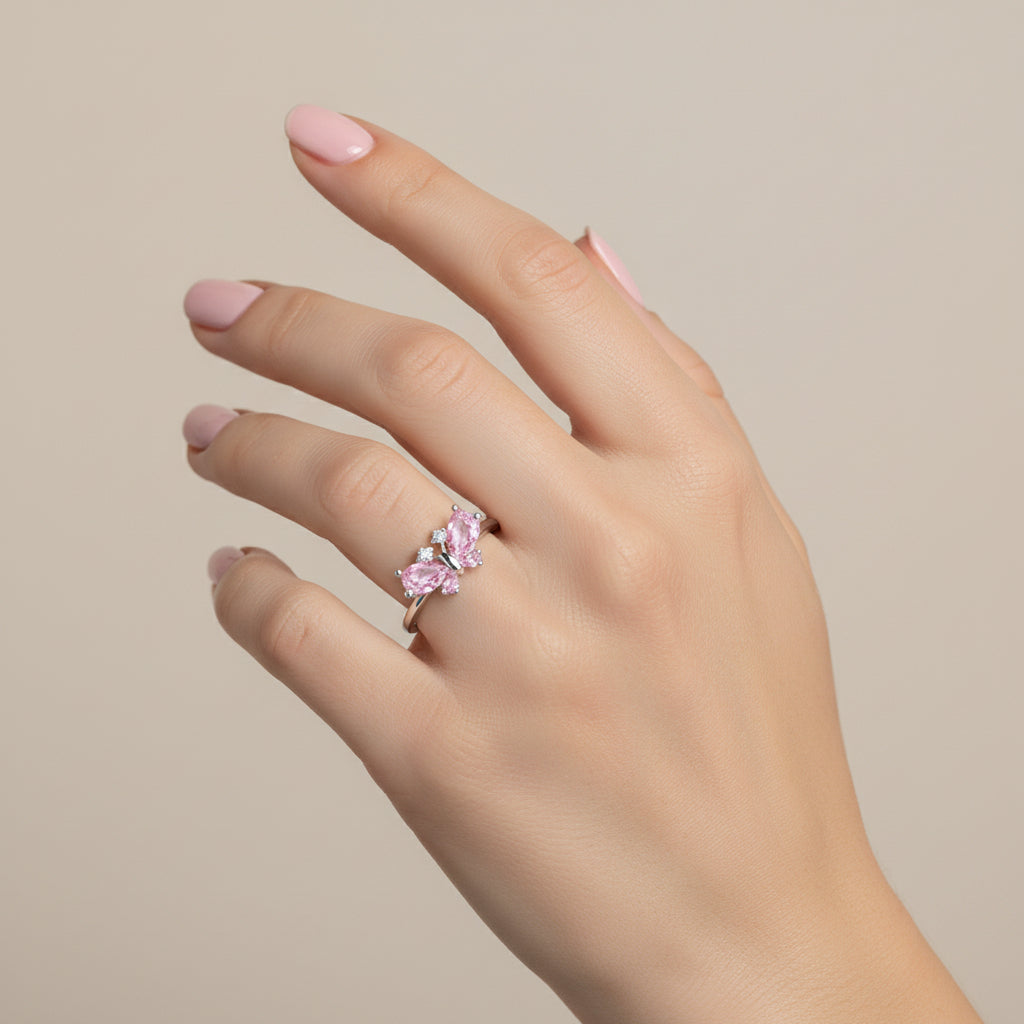 Anillo Mariposa Circones Rosa Francia