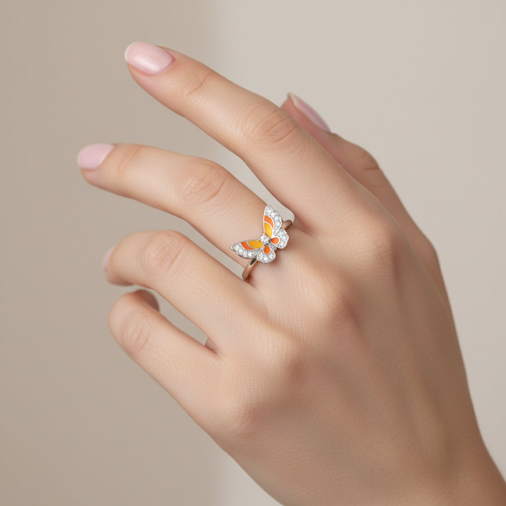 Anillo Mariposa Esmaltada Multicolor Circones