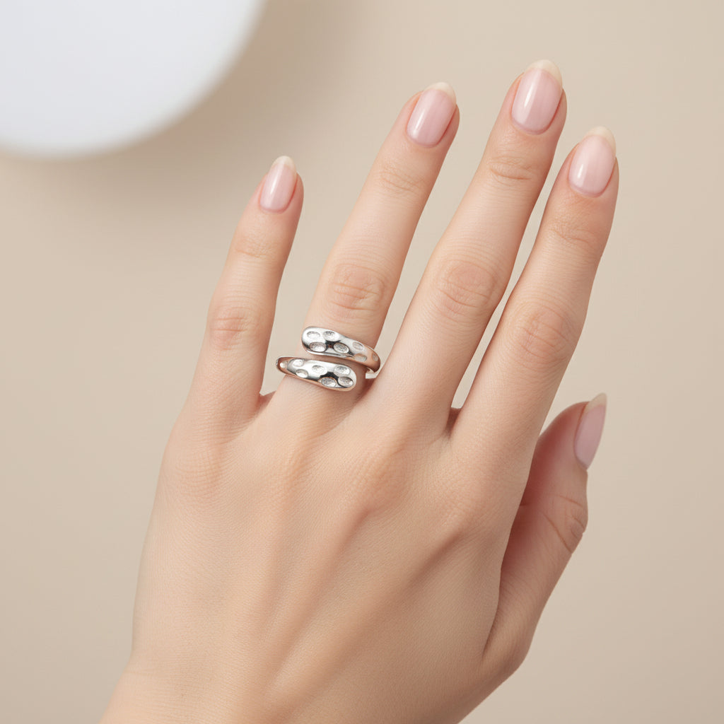 Anillo Ajustable Gota Chunky Martillada