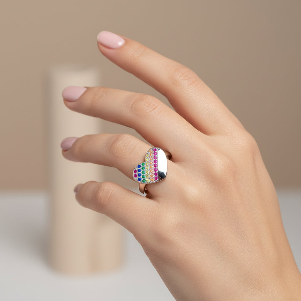 Anillo Corazón Circones Multicolor