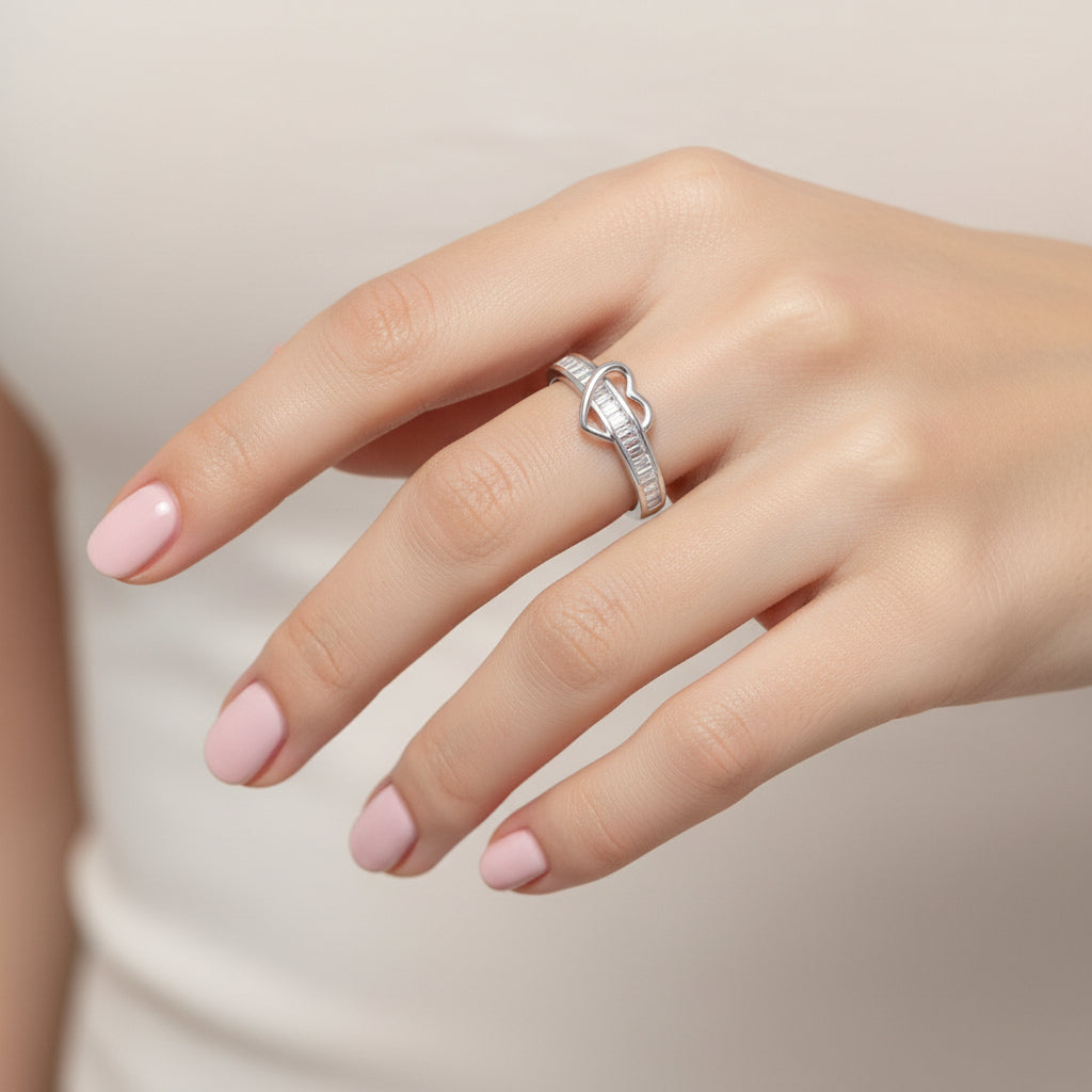 Anillo Corazón Circones Baguette