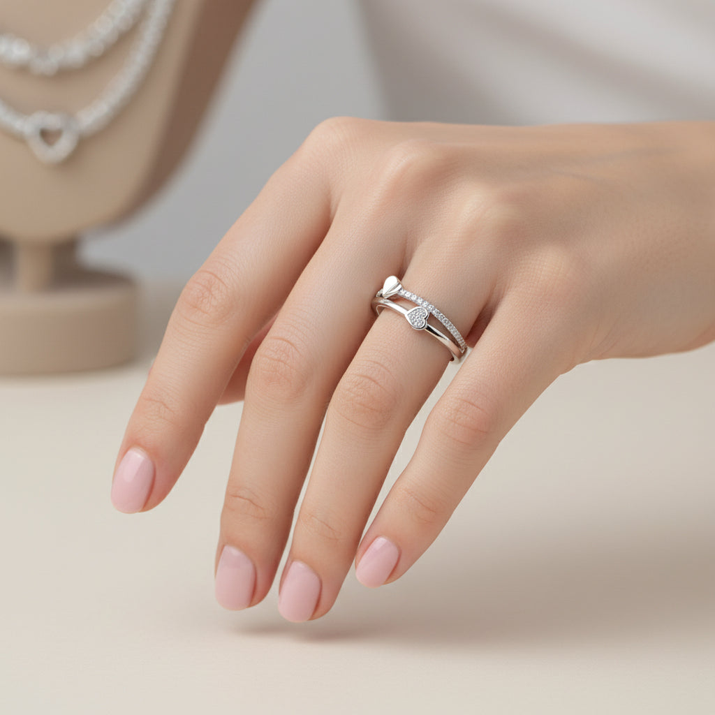 Anillo Líneas Corazones Circones