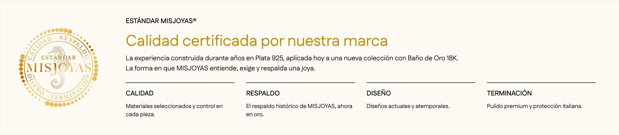 Estándar de calidad — Baño de Oro 18K